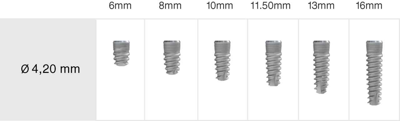 Размеры имплантатов mis seven standart